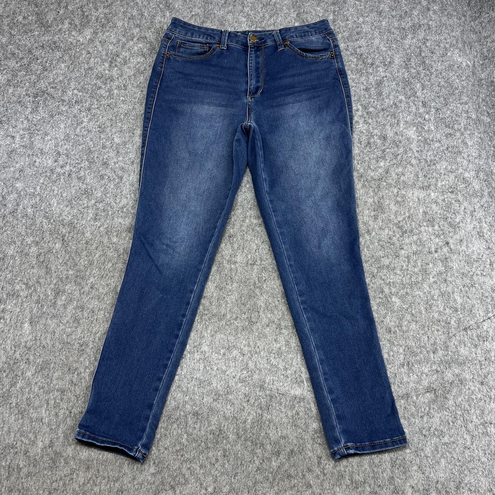 Seven7 Jeans Womens 12 Blue High Rise Skinny Skin-Fit Stretch Denim Medium Wash‎
